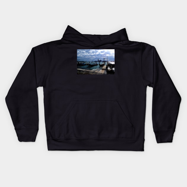 Gondolas in Venetian Storms Kids Hoodie by SHappe